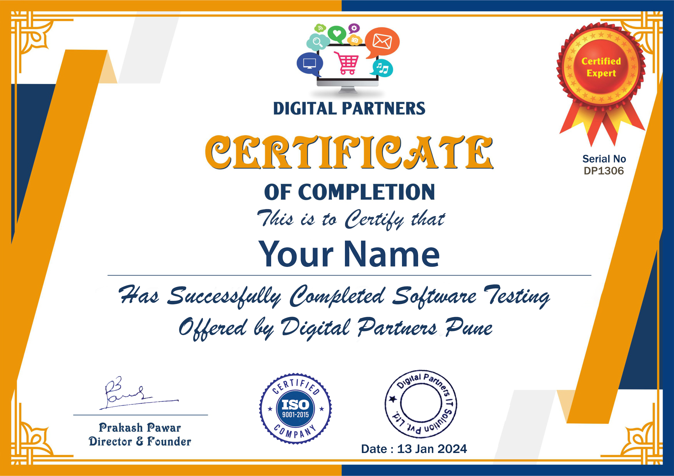 Digital Partners certificate Software testing Digital Partners certificate Software testing